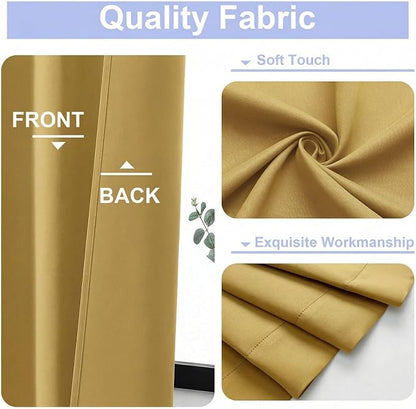 Simplebrand Ava Bright Gold Short Blackout Curtains - Image 3