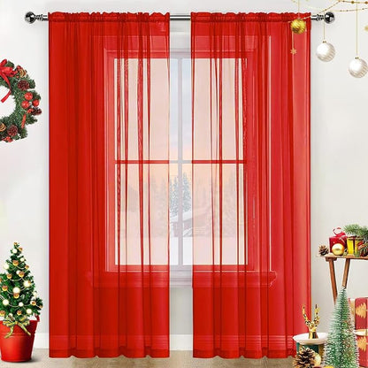 SpaceDresser Sheer Voile Window Treatment Rod Pocket Curtain Panels by SpaceDresser