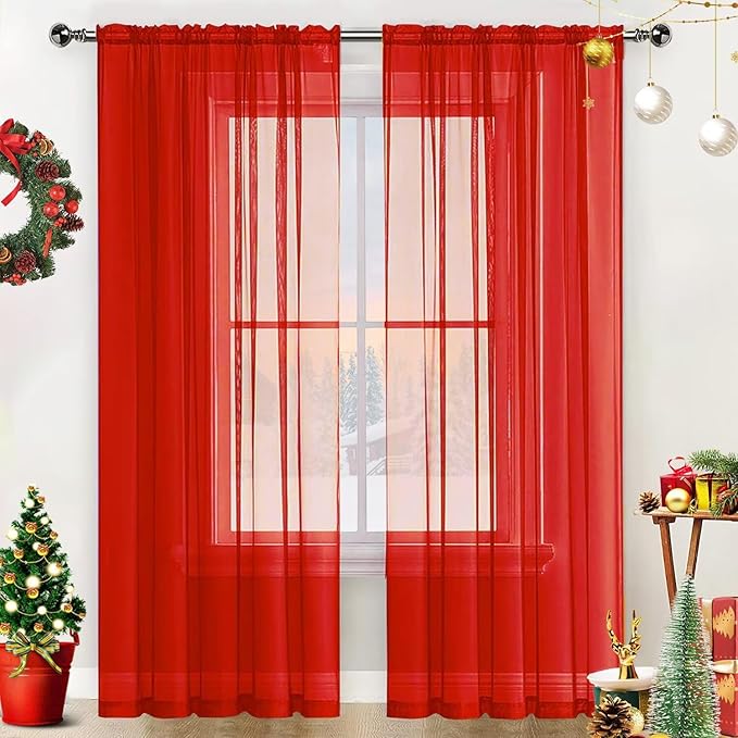 SpaceDresser Sheer Voile Window Treatment Rod Pocket Curtain Panels by SpaceDresser