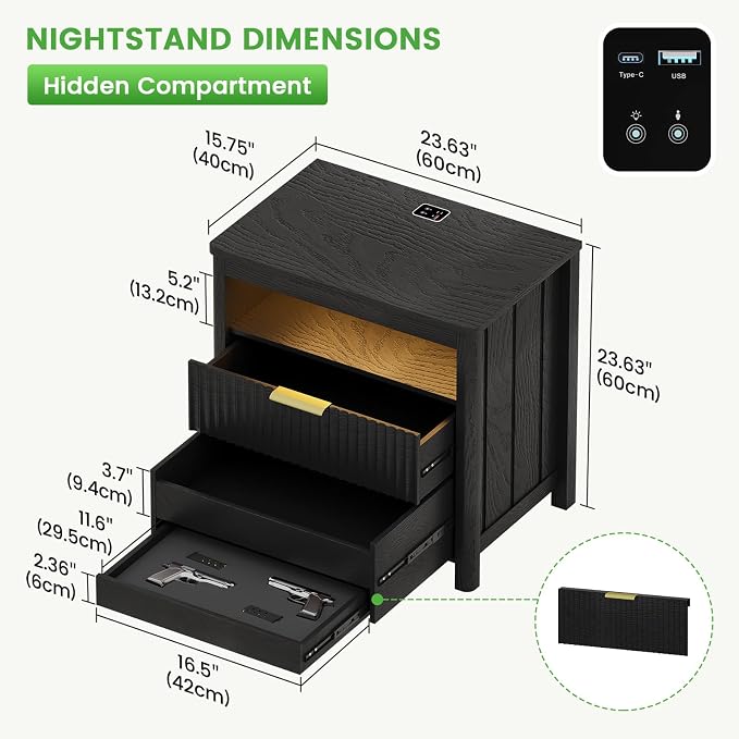 HNEBC Set of 2 Smart Farmhouse Nightstands - Image 3