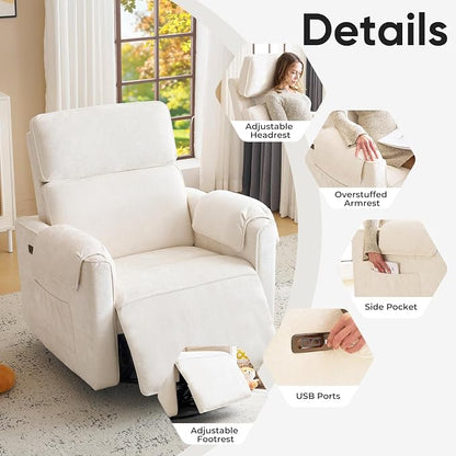 24" Extra Wide Swivel Rocker Recliner Chair - Image 5