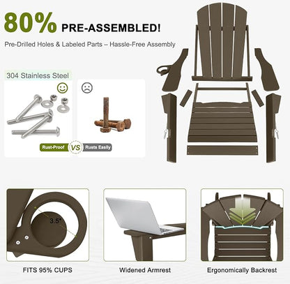 Outdoor Rocking Chairs Set of 4, HDPE Poly All-Weather Patio Rocking Chairs - Image 6
