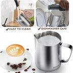 Milk Frothing Pitcher, 22oz 650ml Milk Frother Cup Stainless Steel Steaming Pitcher, Coffee Bar Cappuccino Espresso Machine Accessories Barista Tools, Metal Steamer Cup Mug Milk Jug with Latte Art Pen