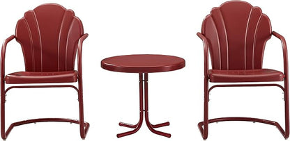 Crosley Furniture Tulip 3-Piece Outdoor Chair and Side Table Set, Retro Metal - Image 2