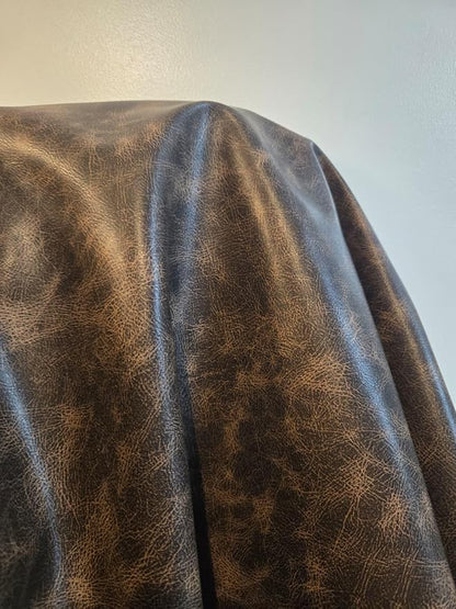 Brown Vintage Distressed Soft Faux Leather Fabric PU Peta Approved Vegan - Image 10