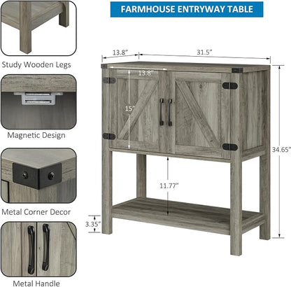 Mufico Console Table with 2-Door Cabinet Coffee Bar Cabinet Sofa Table - Image 2