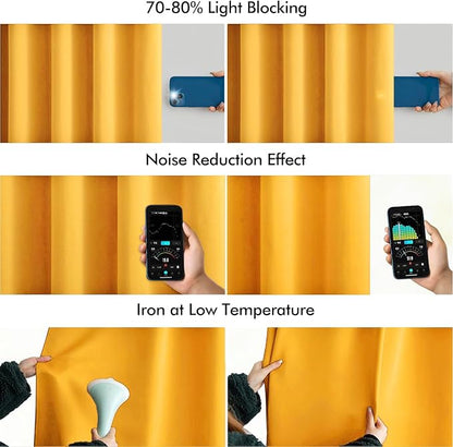 MIULEE Yellow Back Tab Blackout Curtains 52x96 Inch Long 2 Panels Set | Rod - Image 5