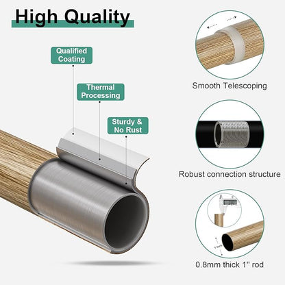 QDWIS Boho Wood Curtain Rods for Windows 48 to 84 inch, Rustic Decorative - Image 5