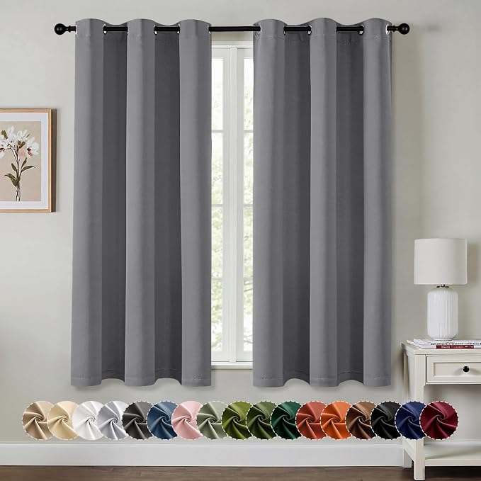 MIULEE Blackout Curtains for Bedroom 2 Panels 40 x 63 Inch Long Light Gray | by MIULEE