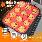 CAKETIME Silicone Muffin Pan with Metal Reinforced Frame Regular Size Muffin Pan with Handle Easy to Move 12 Cups for Baking Nonstick Muffin Tin BPA Free 1 Pack