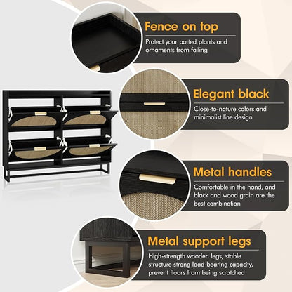 Maupvit Large Rattan Shoe Storage Cabinet - Image 4