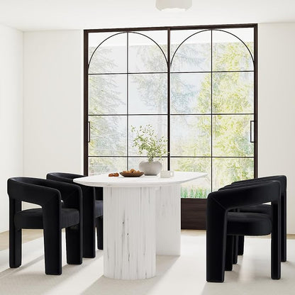 RIVOVA Modern Barrel Dining Chairs Set of 4, Velvet Upholstered Accent Side - Image 3
