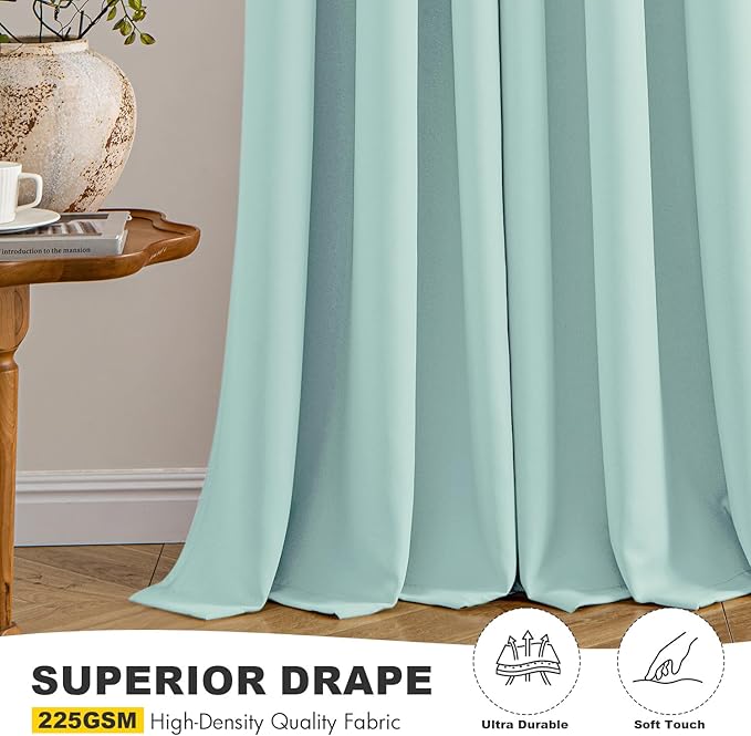 MIULEE Blackout Curtains for Bedroom 2 Panels 40 x 63 Inch Long Aqua | Thermal - Image 5