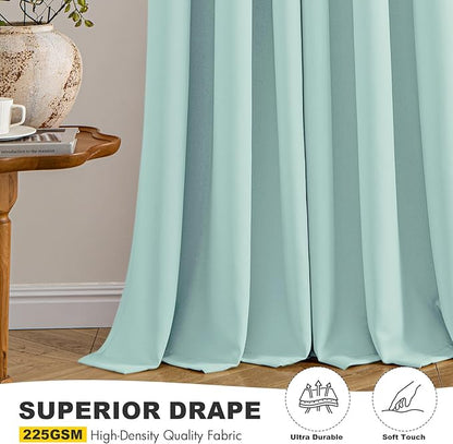 MIULEE Blackout Curtains for Bedroom 2 Panels 40 x 63 Inch Long Aqua | Thermal - Image 5
