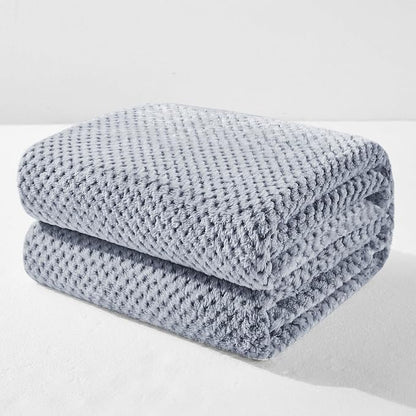 Exclusivo Mezcla Soft Waffle Fleece Bed Blanket Queen Size, Heather Navy | by ExclusivoMezcla