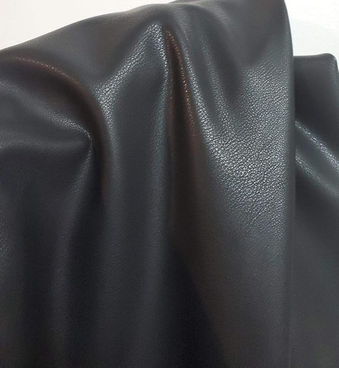 Black Faux PU Leather Sheet Fabric by the Yard Synthetic Thin Pleather 0.7 mm by NATLeathers