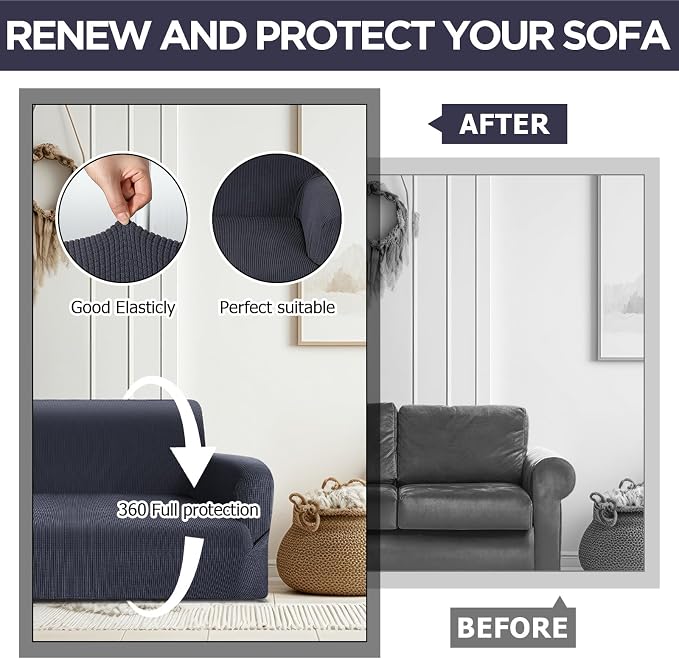 Peryiter 2 Pcs Sofa Covers Couch and Loveseat Covers Set Stretch Sofa Slipcover - Image 6