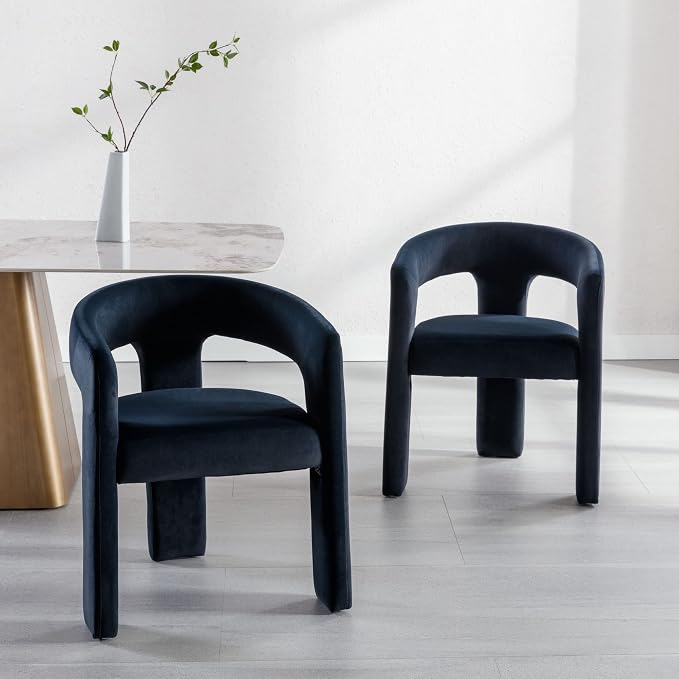 BESTANO Set of 2 Modern Velvet Fabric Upholstered Dining Chairs by BESTANO