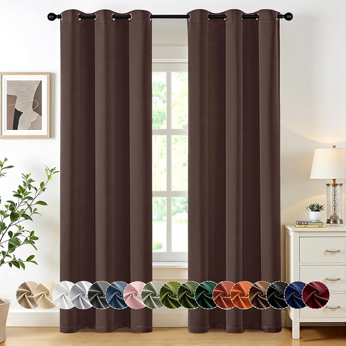 MIULEE Blackout Curtains for Bedroom 2 Panels 40 x 72 Inch Long Dark Brown | by MIULEE
