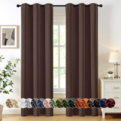 MIULEE Blackout Curtains for Bedroom 2 Panels 40 x 72 Inch Long Dark Brown | by MIULEE
