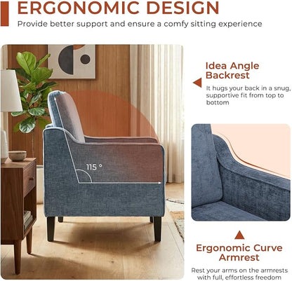 TLSUNNY Mid-Century Accent Chair, Modern Upholstered Chenille Armchair & Padded - Image 4
