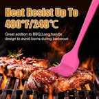 Silicone Basting Brush 2 Pcs Pastry Brush for Oil, BBQ, Grill, Sauce Baking Cooking, Dishwasher Safe (Pink)