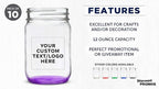 DISCOUNT PROMOS Custom Decorating Mason Jars 12 oz. Set of 10, Personalized Bulk Pack - Glass Jars for Overnight Oats, Candies, Fruits, Pickles, Spices, Beverages - Purple