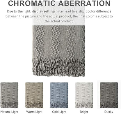 BOURINA Throw Blanket Textured Solid Soft Sofa Throw Couch Cover Knitted - Image 7