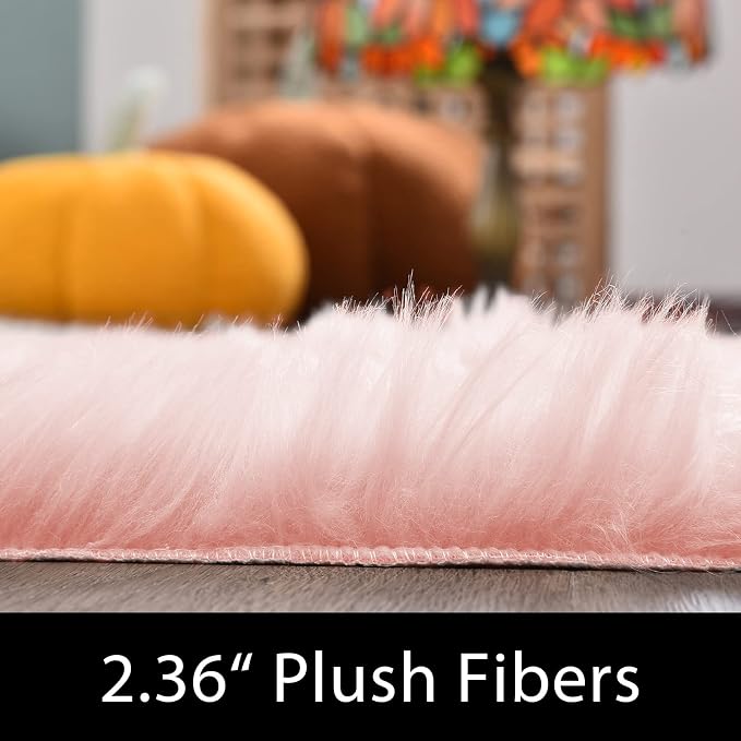 Latepis Pink Rugs for Bedroom Girls Round Rugs 8ft Large Area Fluffy Circle - Image 2