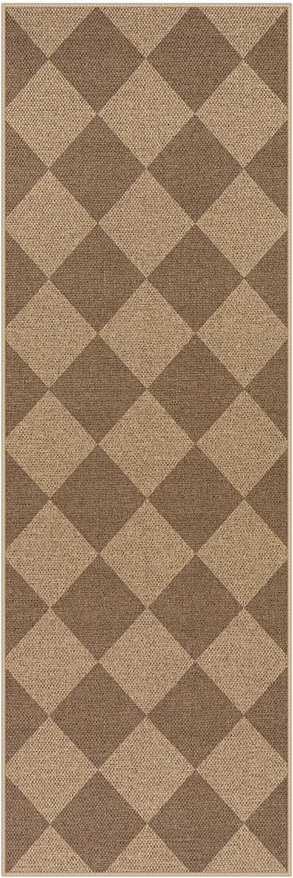 Lahome Checkered Easy Jute Outdoor Runner Rug, 2x6 Kitchen Rugs Washable | - Image 9