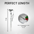 Rattleware 7” Easy Steam Thermometer for Home, Cafe, Restaurants, Residential, or Commercial Use - Milk Frothing and Barista Thermometer - Durable Fast Reading (45mm Dial)