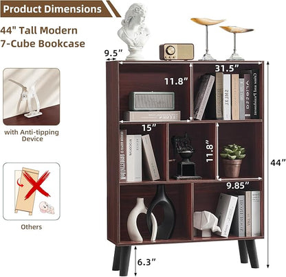LEYAOYAO 7 Cube Bookshelf 3-Tier Bookcase - Image 2