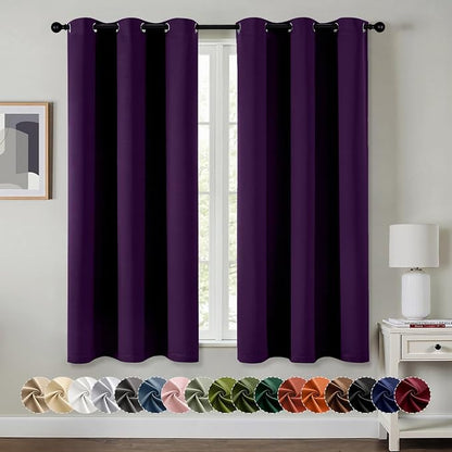 MIULEE Blackout Curtains for Bedroom 2 Panel 40 x 45 Inch Long Royal Purple | by MIULEE