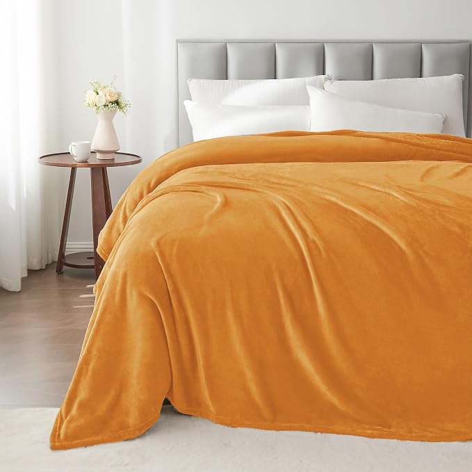 BEDELITE Fleece Blanket Soft Fall King Bed Blanket Burnt Orange 108"x90" | - Image 6
