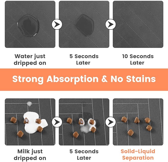 Pet Feeding Mat-Absorbent Pet Placemat for Food and Water Bowl, with Waterproof Rubber Backing, Quick Dry Water Dispenser Mat for Dog and Cat(Christmas, 17"x27")