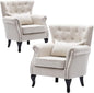 Set of 2 Mid-Century Modern Accent Chair, Linen Fabric Armchair w/Tufted by DMFurniture
