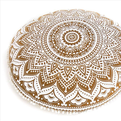 32" Brown White Floor Meditation Pillow Cushion Seating Throw Cover Hippie by EyesofIndia
