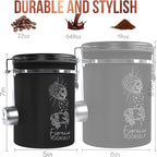 Coffee Canister – Airtight Stainless Steel Storage Container with Date Tracker & Scoop, Sealed Jar for Grounds, Beans, Tea, Flour, Cereal, and Sugar (Black Esspresso, 22OZ)