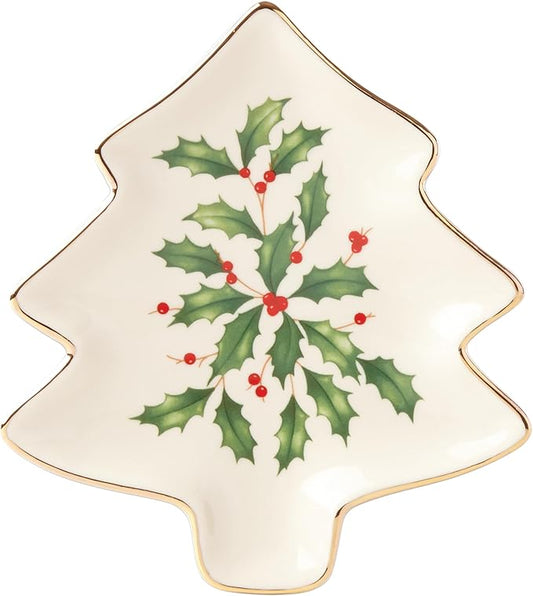 Lenox Serveware, Hosting The Holidays Tree Plate, Festive Porcelain Dinnerware, Service for 1, Pasta, Salad and Dinner, Dishwasher Safe, Christmas Decorations (MultiColor, 5.75 inch Length, 1 Piece)