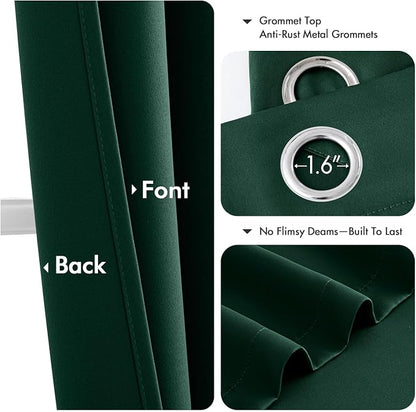 MIULEE Blackout Curtains for Bedroom 2 Panel 40 x 96 Inch Long Hunter Green | - Image 4