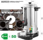 Commercial Coffee Urn 50 Cup/8L Coffee Dispenser with Upgraded Percolator, 304 Stainless Steel Hot Water Urn Beverage Dispenser with Keep Warm Mode, Large Coffee Maker for Catering Party