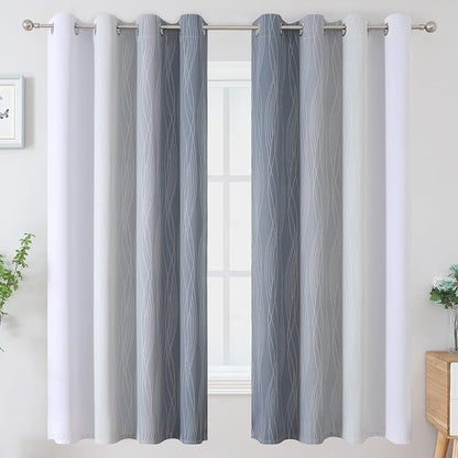 Gray and Greyish White Ombre Blackout Curtains - Image 2