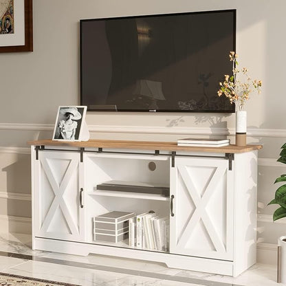 4 EVER WINNER TV Stand for 65 Inch TV for Living Room, Modern Farmhouse Barn - Image 4