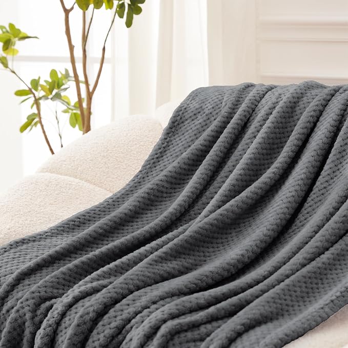 Exclusivo Mezcla Soft Waffle Fleece Bed Blanket Twin XL Size, Cozy Fluffy Design - Image 5