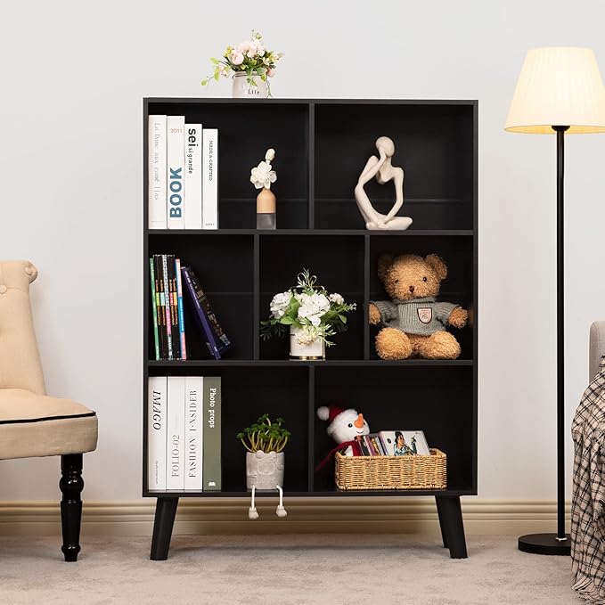 YAHARBO Black Bookshelf, 3 Tier Modern Bookcase - Image 5
