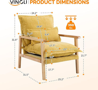 VINGLI Mid-Century Modern Cloud Accent Armchair - Image 2
