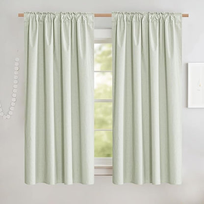 NICETOWN Light Green Blackout Kitchen Curtains 45" Length, Pair of Thermal - Image 2