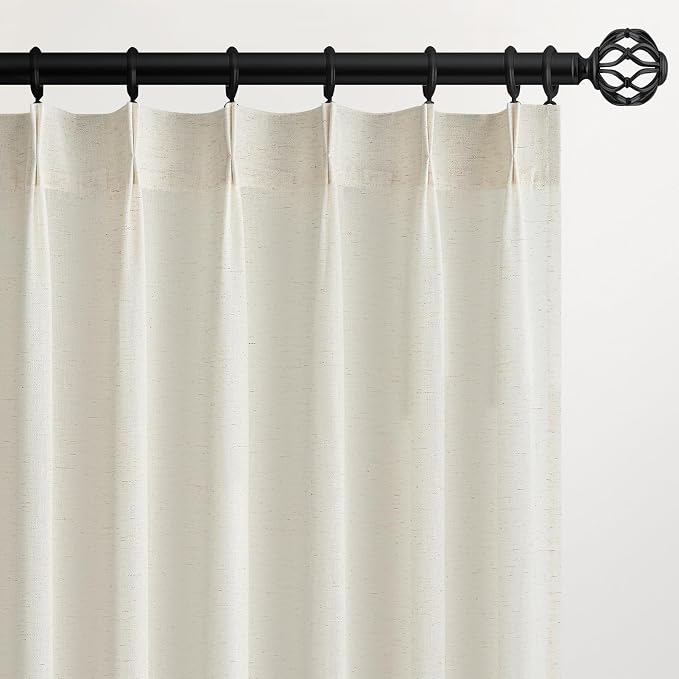 Topfinel 86 Inch Curtains 2 Panels Set, Two Packs Pinch Pleat Back Tab Linen by Topfinel