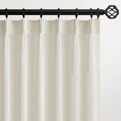 Topfinel 63 Inch Length Pinch Pleat Linen Curtains Drapes 2 Panels Set by Topfinel