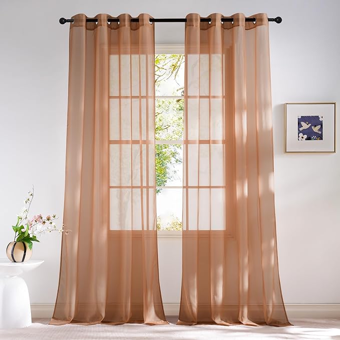 NICETOWN Terracotta Sheer Curtains, Grommet Voile Sheer Window Treatments Airy by NICETOWN